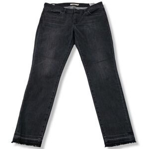 Levi’s 711 Skinny Jeans Size 31 Stretch Denim Pants Cut Raw Hem Faded Black